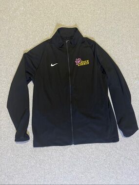 Nike Dri-Fit Mens L Black Track Jacket with Pink & Yellow Amen Corner Logo Golf